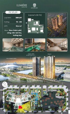 bán căn hộ 3pn masterise mặt hồ thiên nga