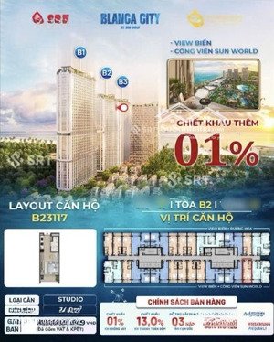 hiếm! căn studio cao tầng b2.17 blanca city view sun world - nhận ngay ưu đãi 15%