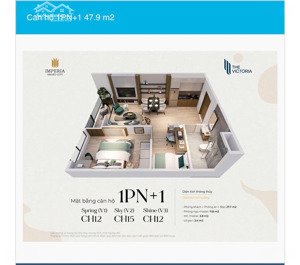 chính chủ bán nhanh căn 1n+ 48m tòa v1 tầng 1812. phân khu the victoria - vinhomes smart city