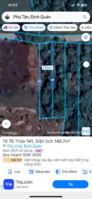 bán đất thuộc xã phú tân (nay là phú vinh), định quán, đồng nai - oto chạy thông tứ phía