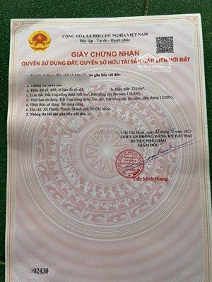 chính chủ cần bán lô đất 5x45m (100m2 thổ cư) đường nhựa. thuộc tp hồ chí minh