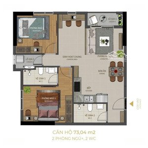 bán căn góc ngoại khu, 2pn + 2wc 72m2 - giá bán 2,55 tỷ(102%)