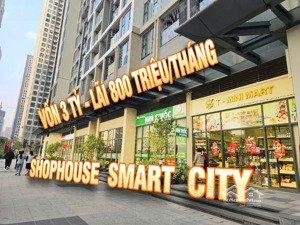 cực sốc! căn shophouse góc - vốn 3 tỷ - vinhomes smart city - lãi 800 triệu/ năm - sổ đỏ lâu dài