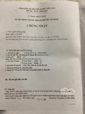 đất tcln vĩnh lộc b, bình chánh, hcm