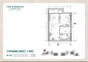sở hữu căn hộ 1pn + 54,98m2 chuẩn xanh the emeral garden view - chỉ 1,967 tỷ