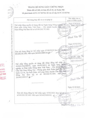 qsdđ thửa đất số: 260, tờ bản đồ số 43, địa chỉ: xã xuân mỹ, huyện cẩm mỹ, tỉnh đồng nai