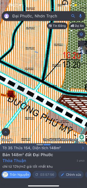 bán đất tại trần nam trung, phú đông, nhơn trạch, đồng nai, 14 triệu/m2, 148 m2