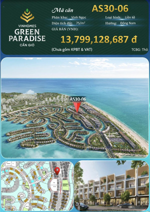 bán biệt thự đẹp tại vinhomes green paradise, 16 tỷ, 75 m2, 4pn, 4wc