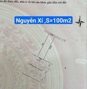 giá rẻ: đất măt tiền kinh doanh đường 7m5 nguyễn xí. s= 100m2 (5x20) giá: 6.tỷ 90triệu