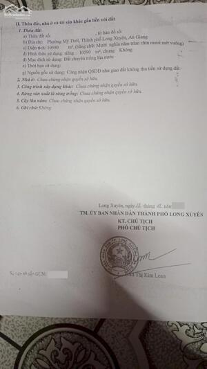  BÁN 10 CÔNG ĐẤT RUỘNG KÊNH SÁU BỬU, MỸ THỚI