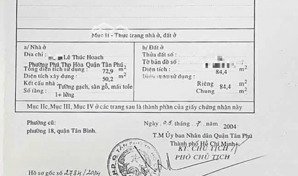 lê thúc hoạch p.phú thọ hòa q.tân phú , dt: 85m2 , hẻm 7m , nhà c4 tiện xây mới , shr giá 7 tỷ xíu