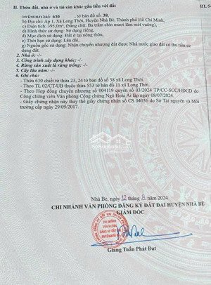 đất thổ cư bán gấp tại nhà bè đường nguyễn văn tạo, 395m2