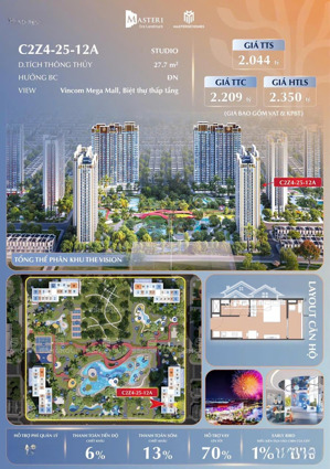 độc quyền căn studio đông nam tầng đẹp giá chỉ 2.044 tỷ masteri era landmark. e khánh: 