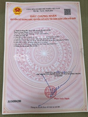 bán đất hẻm nguyễn chích, vĩnh hoà, nha trang. dt: 235,8m2. ngang 7,27m. sổ hồng. lh: 