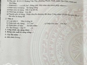 bán đất tặng nhà cấp 4 kiệt ô tô đường hoàng văn thụ, trung tâm tp đà nẵng.(cách cầu rồng chỉ 500m)