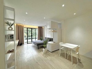 trống căn hộ studio tone trắng mới tinh tại trần não. ban công lớn, full nội thất hiện đại