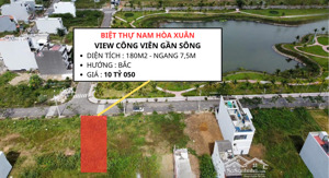 bán biệt thự nam hòa xuân đà nẵng - view công viên đầm sen - 180m2 - giá 10 tỷ 050
