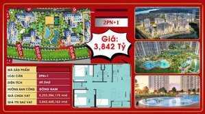 bán căn hộ 2pn tại the origami, 3,842 tỷ, 69m2, q9, hcm - hàng hiếm!