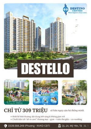 chỉ từ 309 triệu - chiết khấu 11.5% * sở hữu căn hộ cao cấp destello - gần chợ bình chánh