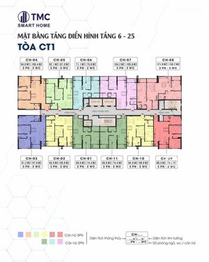 tòa ct1 tmc smarthome căn hộ 3 phòng ngủ thiết kế dual key