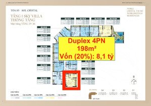 căn góc duplex 4pn 198m2 tầng cao view hồ tây, giá 40 tỷ. vay chỉ cần vốn 8,1 tỷ ký hđmb ngay