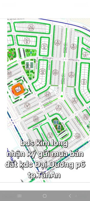 đất kdc đại dương p6 tp tân an đs1 dt 5x20m2 giá3,350tỷ hướng tây bắc cách hvnd 60m long