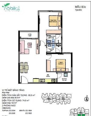 Bán căn hộ The Habitat trongn KCN VSip bình dương 2PN D3-14.04 view chính diện đường hữu nghị giá 3,539 tỷ Lh 0938677909 xem nhà