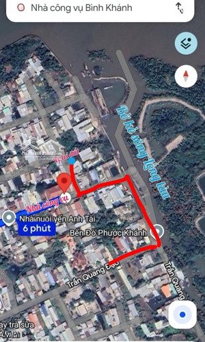 chính chủ, bán đất bình khánh, đường trần quang đạo, cần giờ, dt: 275m2, có 224m2 tc, view sông