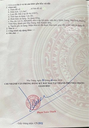 bán đất mặt tiền phạm văn đồng, vĩnh hoà, nha trang. dt 124m2 (ngang 5m) - hướng đn - giá 115tr/m2.