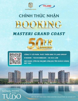 nhận booking masteri grand coast ocp2 07 tòa cao 27 tầng ôm trọn mặt hồ wonder wave park