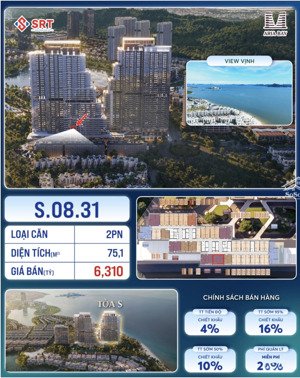 bán condotel aria bay tower, 6,31 tỷ, 75,1m2, 2pn, 2wc ở hạ long, quảng ninh