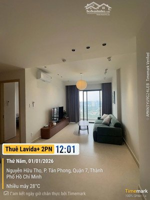 thuê căn hộ 2pn full nội thất lavida plus quận 7 mới 100% gần rmit, tdtu - lh gặp phụng
