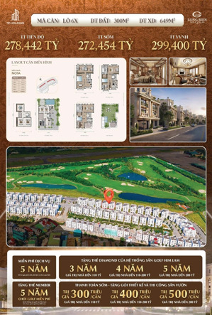 golf villas bán căn view sân golf hot nhất dự án diện tích 300m2 giá 272 tỷ. lh ngay 