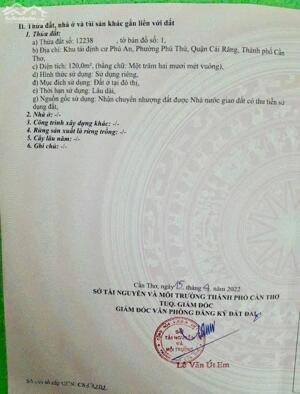 BÁN NỀN 93A1 ĐƯỜNG A1 KDC PHÚ AN P. HƯNG PHÚ (P.PHÚ THỨ, Q. CÁI RĂNG CŨ), TP CẦN THƠ