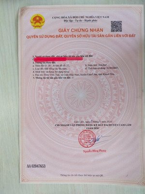 chủ cần ra nhanh đất full thổ cư bàn cờ cam hiệp nam. lh 