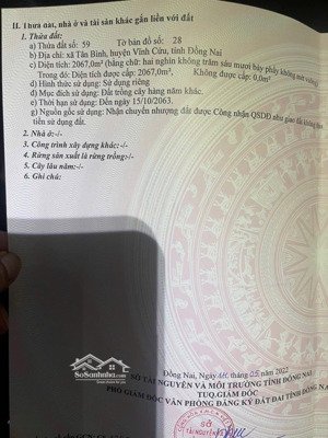 bán đất 2067m2 tại xã tân bình, vĩnh cửu, đồng nai, giá cực chất chỉ với 5,25 tỷ