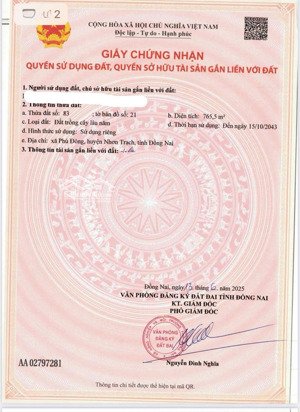 bán đất 765m2 tại võ thị sáu, phú đông, nhơn trạch, đồng nai, giá thỏa thuận