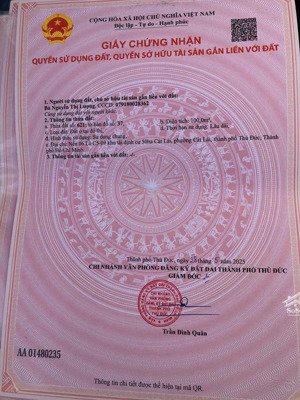 cần bán lô đất tại kdc cát lái.quận 2.gần cụm trường học các cấp.dt 5x20m(100m2) giá 72 tr/m2.