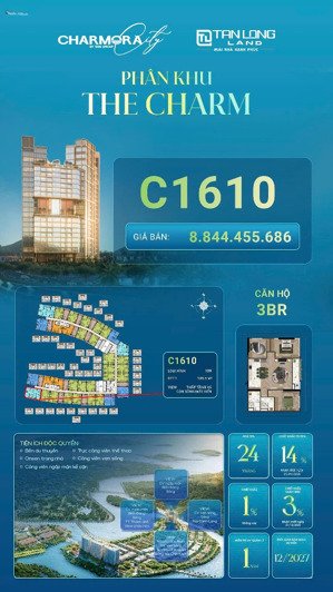 căn hộ 3pn 105m² charmora city sun nha trang, sổ lâu dài, giá tts 7,3 tỷ