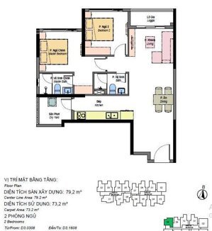 Bán CH The Habitat D3.05.08 2PN 79m2 view chính diện hồ bơi giá 3,337 tỷ ck hấp dẫn Lh 0938677909 Hiền xem nhà