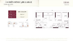 bán căn 106m2 căn có thiết kế đẹp nhất dự án lumi hà nội 3pn + 1 & 2wc. hotline 
