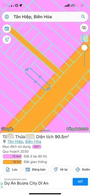 bán lô đất khu gia viên tân hiệp, đồng khởi. biên hòa, dt 4,5 x 20m sh thổ cư, giá 4,9 tỷ tl