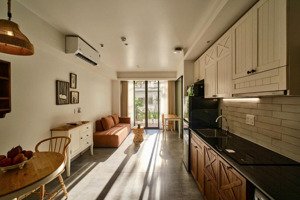 chung cư mini 1 phòng mới xây - gần quận 1, phú nhuận, quận 3 - tone màu gỗ sang trọng, cao cấp