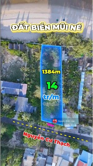 bán 1384m2 mặt tiền biển nguyễn cơ thạch, mũi né giáp sungroup mũi né