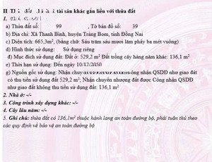 bán đất 23.1m mặt tiền, 665.3m2 tại xã bàu hàm, trảng bom, đồng nai, 12 tỷ vnd