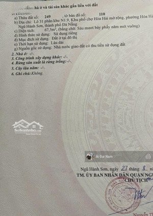 bán lô đất mt đường quán khái 5 - thuộc khu phố chợ non nước