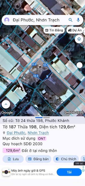 bán đất hồng riêng 129,6m nhơn trạch đồng nai