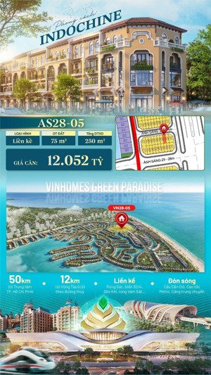 nhà phố liền kề tại vinhome green paradise cần giờ, trong khu tổ hợp clarke quay giá chỉ 10,7 tỷ.