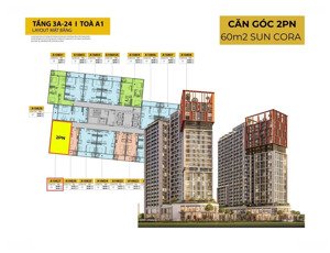 bán nhanh căn góc 2pn sun cora - 60m2 - uy tín - chính chủ - đúng giá