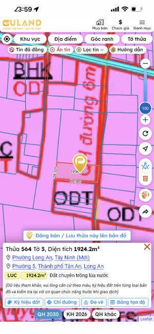 chính chủ bán đất trần minh châu, 4 tỷ, 1849m2, tân an, long an